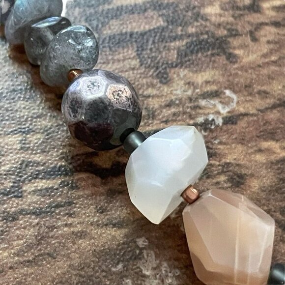 Peyote Bird Necklace Sterling Silver Moonstone Labradorite Agate Beaded 15" Boho - Picture 16 of 16